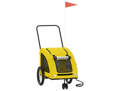 vidaXL Remolque de bicicleta mascotas hierro tela Oxford amarillo