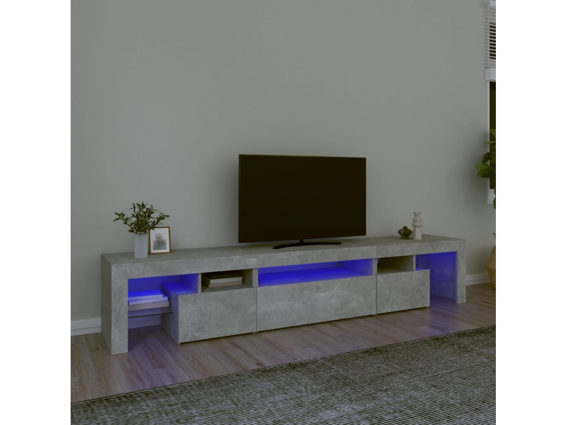 Estantería/Mueble de TV con luces Led 215X36,5X40 Cm Gris Cemento