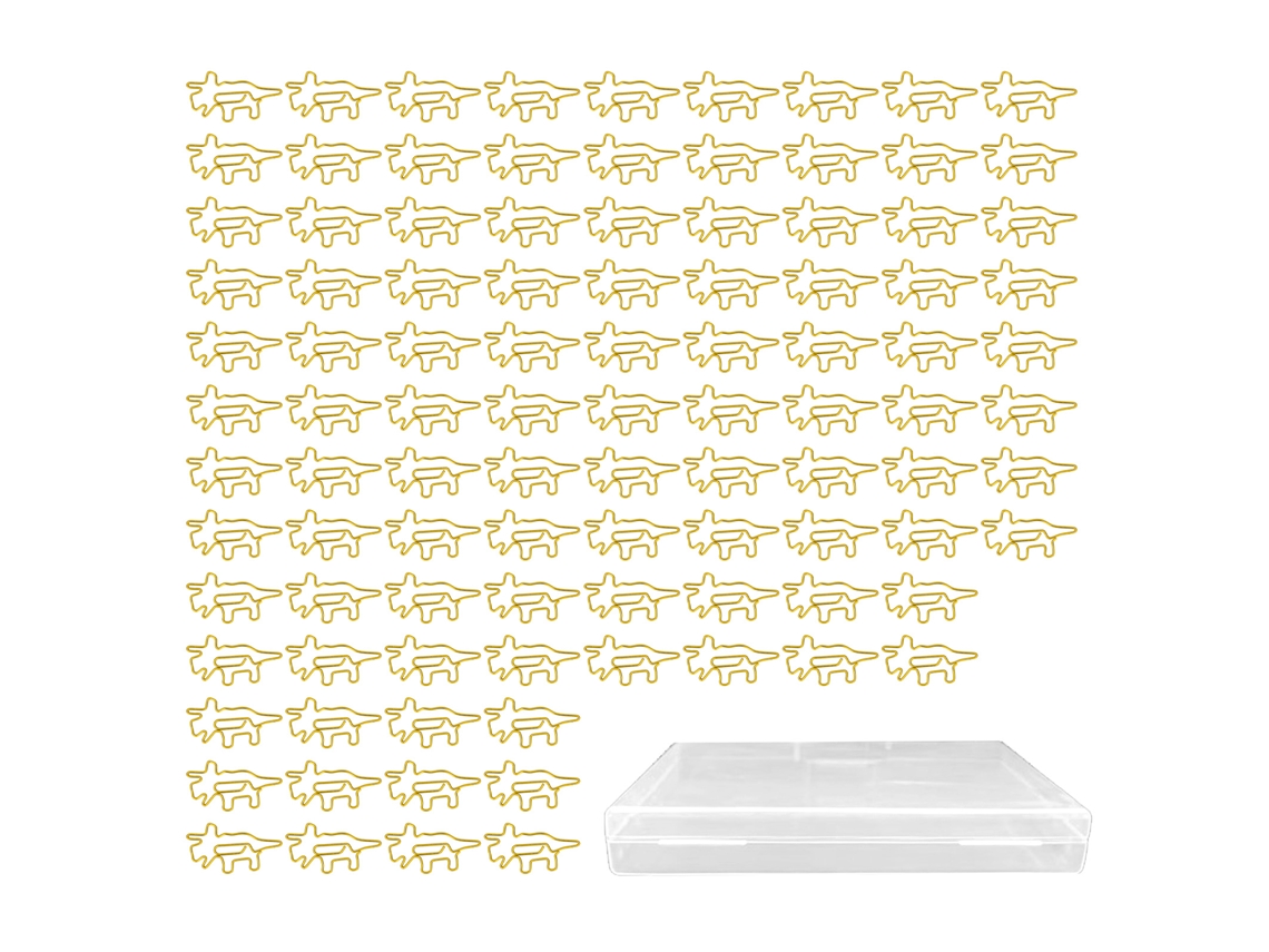 100 Clips De Papel Dinosaurs Dorados Anti-óxido Resistente Al Deslizamiento Para Oficina Escuela