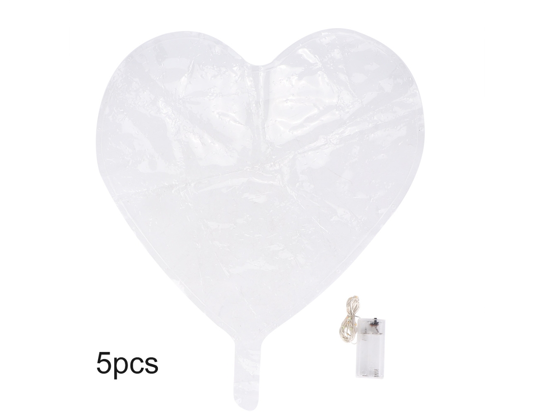 JILLIOPER 5 Unidades Globo LED Colorido 18cm para Fiestas Bodas Decoración en Forma de Corazón
