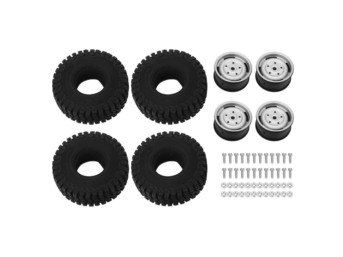 Ymsl Juego De Cubos De Rueda Para Coche Rc Resistente A La Presión Estilo Plástico Con Neumáticos Plata Para Coche Crawler Rc Hxl