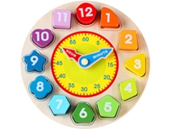 Reloj de madera para niños, juguete educativo, reloj de madera, juego de clasificación de formas, Nicecee