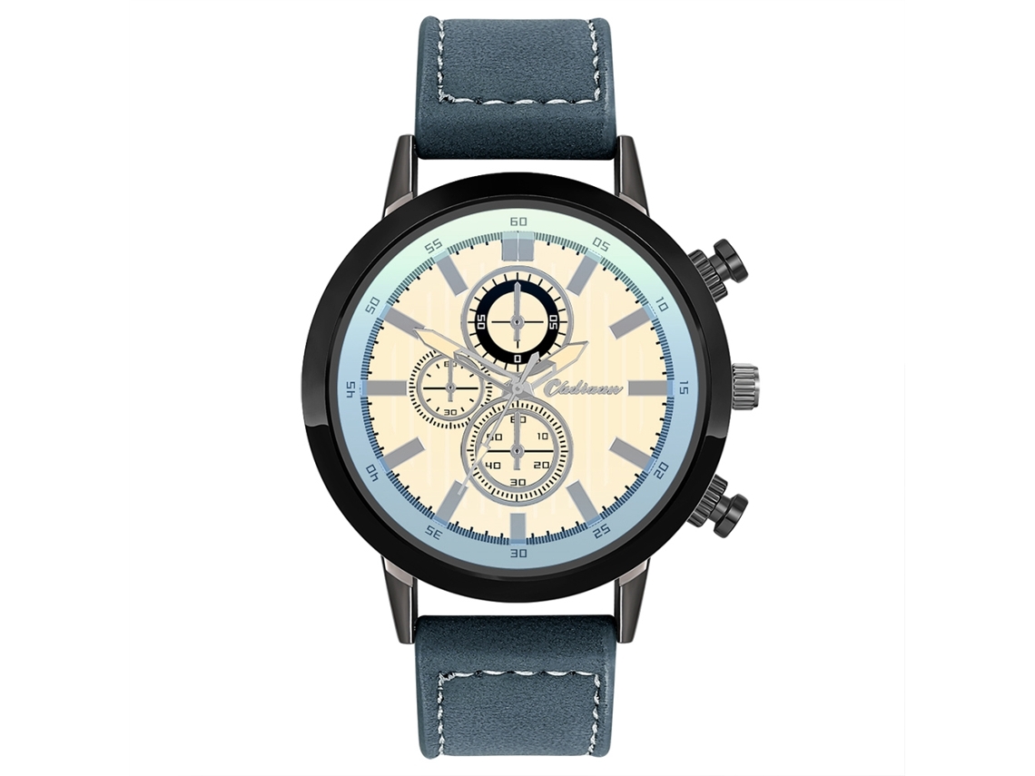 Reloj De Pulsera Para Hombre De Piel Sintética, Estilo Sencillo E Informal Para Negocios, Color Azul Hematita.