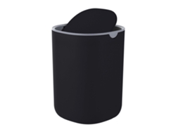 Relaxdays Papelera Sobremesa Mini, Para Cosméticos, Baño, Cocina Y Oficina, 1,5 L, Tapa Basculante 360°, Plástico, Negro