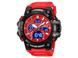 Reloj Deportivo De Esfera Grande (rojo), Cronógrafo Multifunción Electrónico Luminoso.
