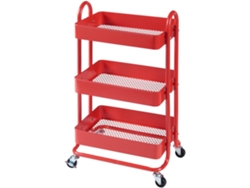Carro de servicio Pyhäntä con 3 cestas acero 79 x 46 x 35 cm - Rojo [EN.CASA]