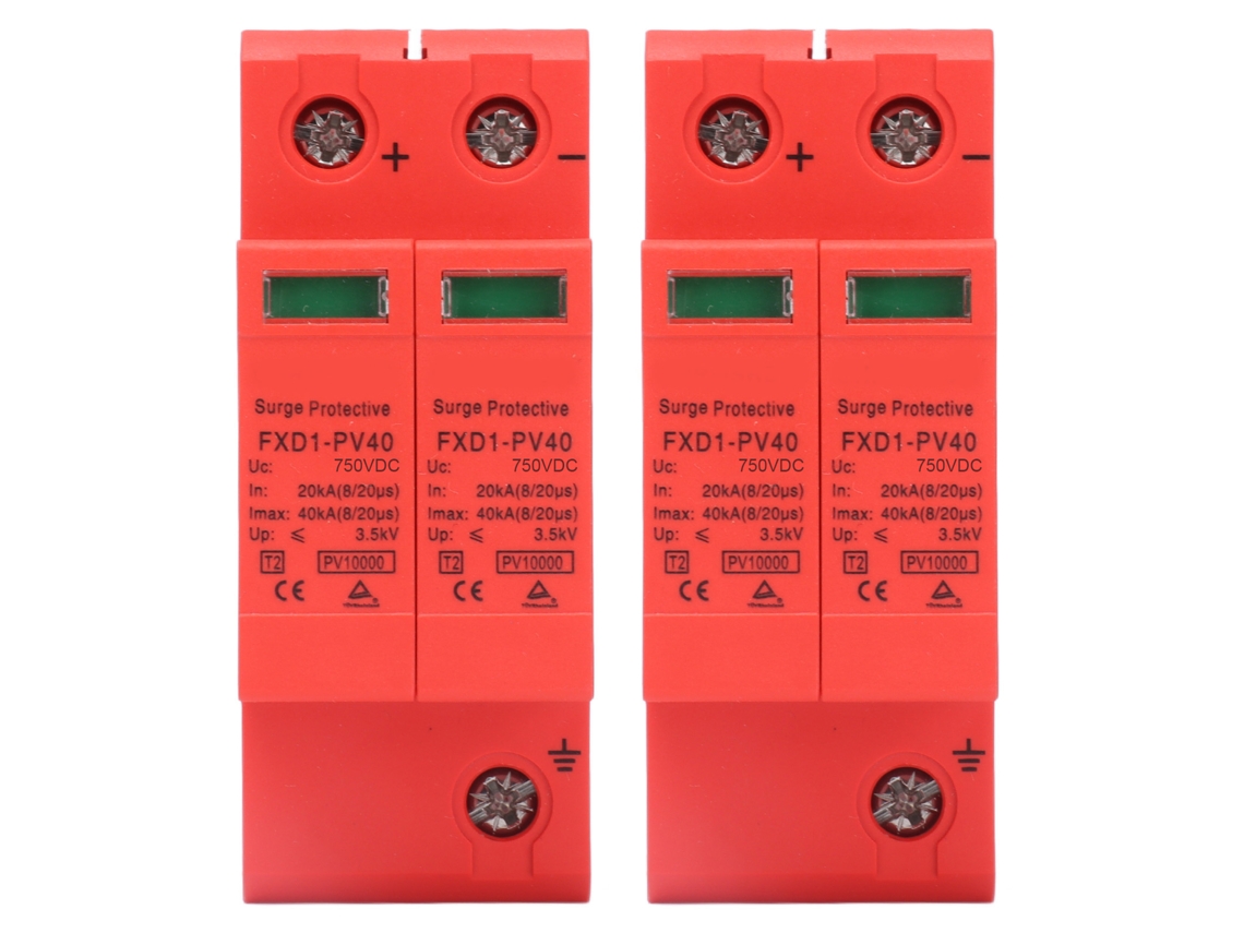 2 Unidades De Pararrayos De Protección Spd De 40 Ka Para Dispositivos Fotovoltaicos De Cc De 2 Polos Fxd1-pv40