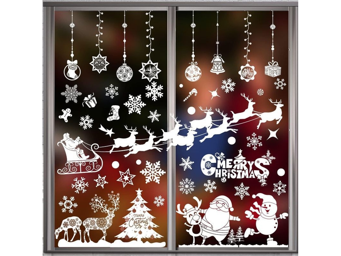 8 pegatinas navideñas reutilizables para ventanas, decoración estática de PVC con motivos navideños.