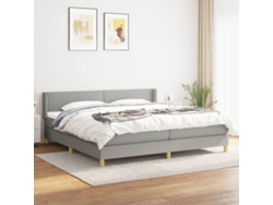 Cama Box Spring Con Colchón Tela Gris Claro 200x200 Cm