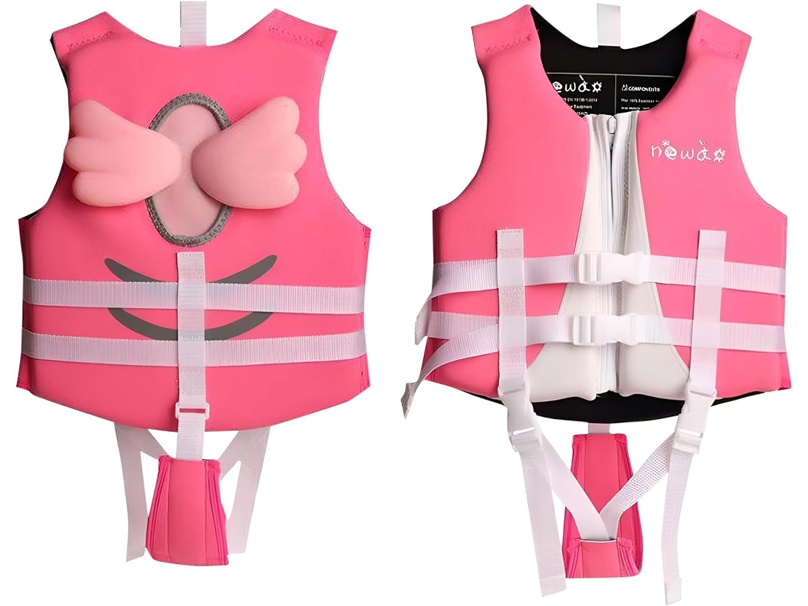 Chaleco salvavidas infantil para niños de 7 a 12 años/19 a 30 kg, talla G/gg Eifson (alas rosas)
