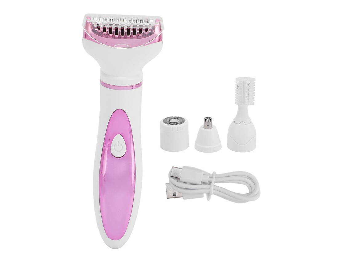 Depilador Eléctrico 4 En 1 Para Mujer 7500rpm Recargable Impermeable Lcd Para Pelo Púbico Cejas Nariz