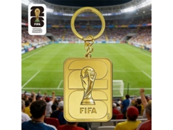 Llavero Metálico Dorado Copa Fifa 2026, Colgante Rectangular Con Trofeo Mundial En Relieve, Accesorio Coleccionable Hincha Fútbol