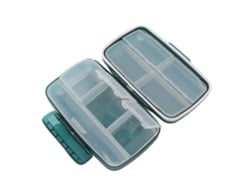 Estuche de silicona con 8 compartimentos para tabletas, dispensador de pastillas diarias para viajes, color verde
