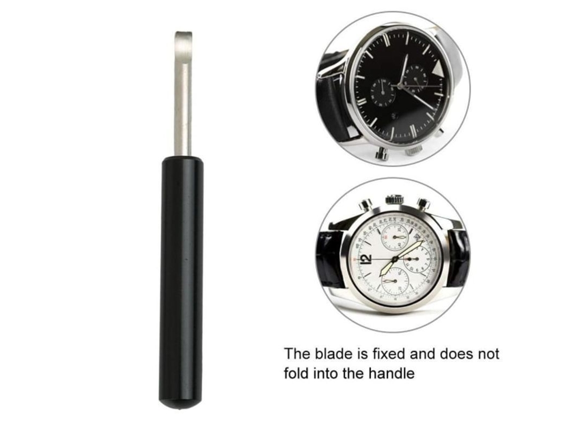 Herramienta De Reparación De Palanca Para Abrir La Tapa Trasera Del Reloj, Acero Y Plástico Plateado.