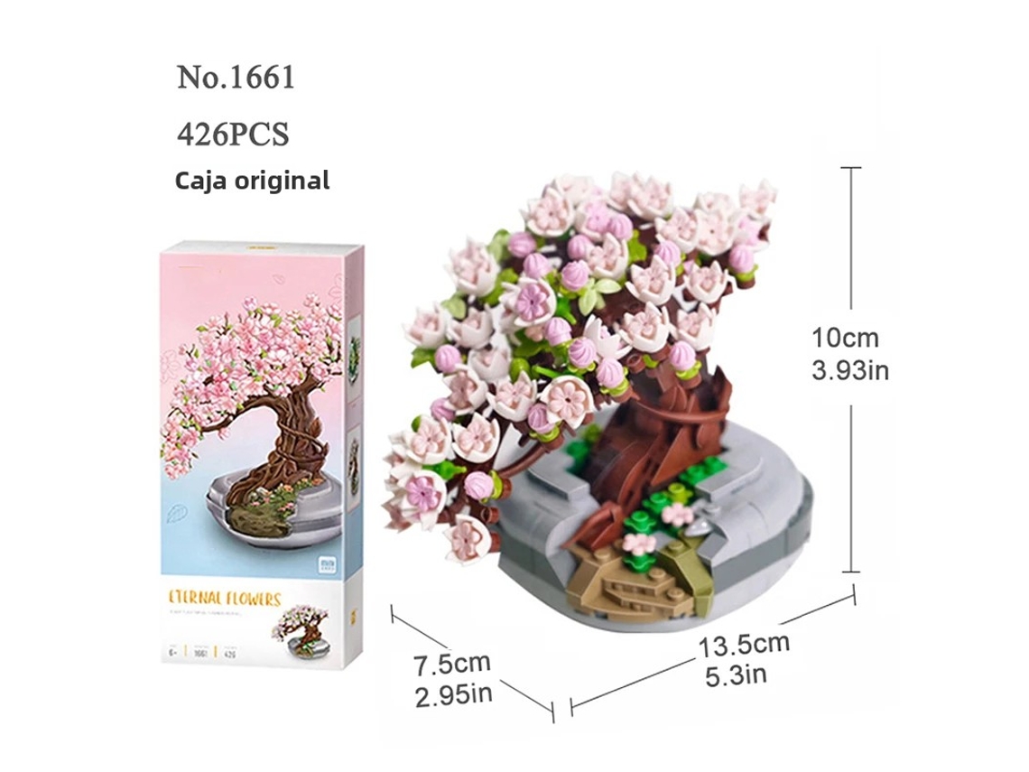 (estilo 2) Mini Bloques De Construcción De Bonsái, Árbol De Cerezo Creativo, Bloques De Construcción De Plástico Abs, Tamaño Miniatura