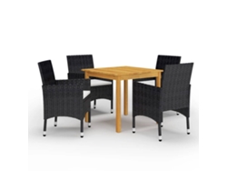 Juego de comedor de jardín negro de 2 piezas Dkd Home Decor