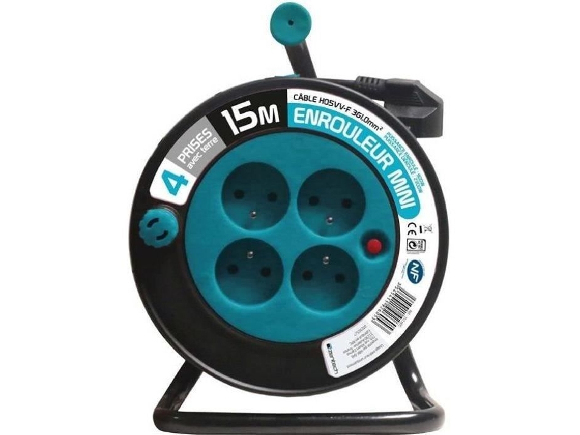 Carrete Doméstico Zenitech 15m 3g1 Mm² Azul