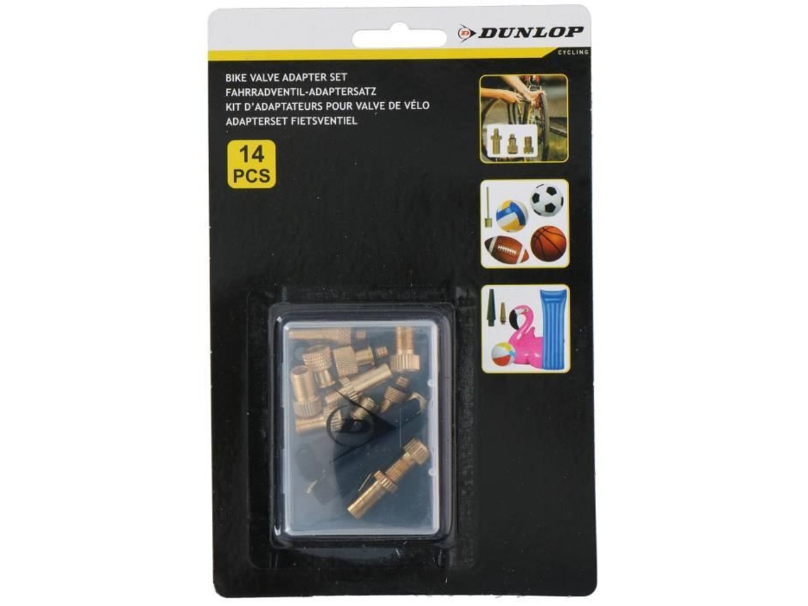 DUNLOP Kit Adaptador Válvula Bicicleta 14 Piezas Amarillo Adulto Unisex