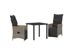 Conjunto de comedor de jardín de 3 piezas - Muebles de jardín de mimbre gris HARLANV1
