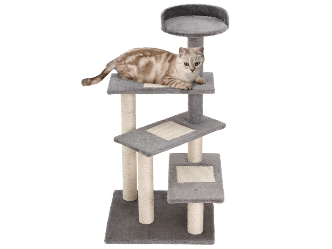 Árbol Rascador Para Gatos Con 5 Niveles, Color Beige, 49x49x100cm