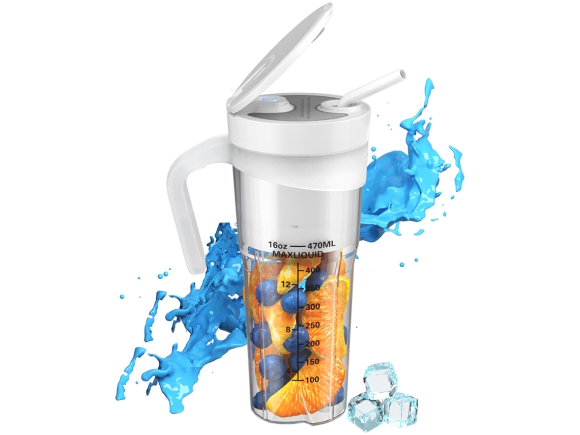 Exprimidor portátil multifuncional Facpoet con carga USB para batidos de frutas y verduras (blanco)