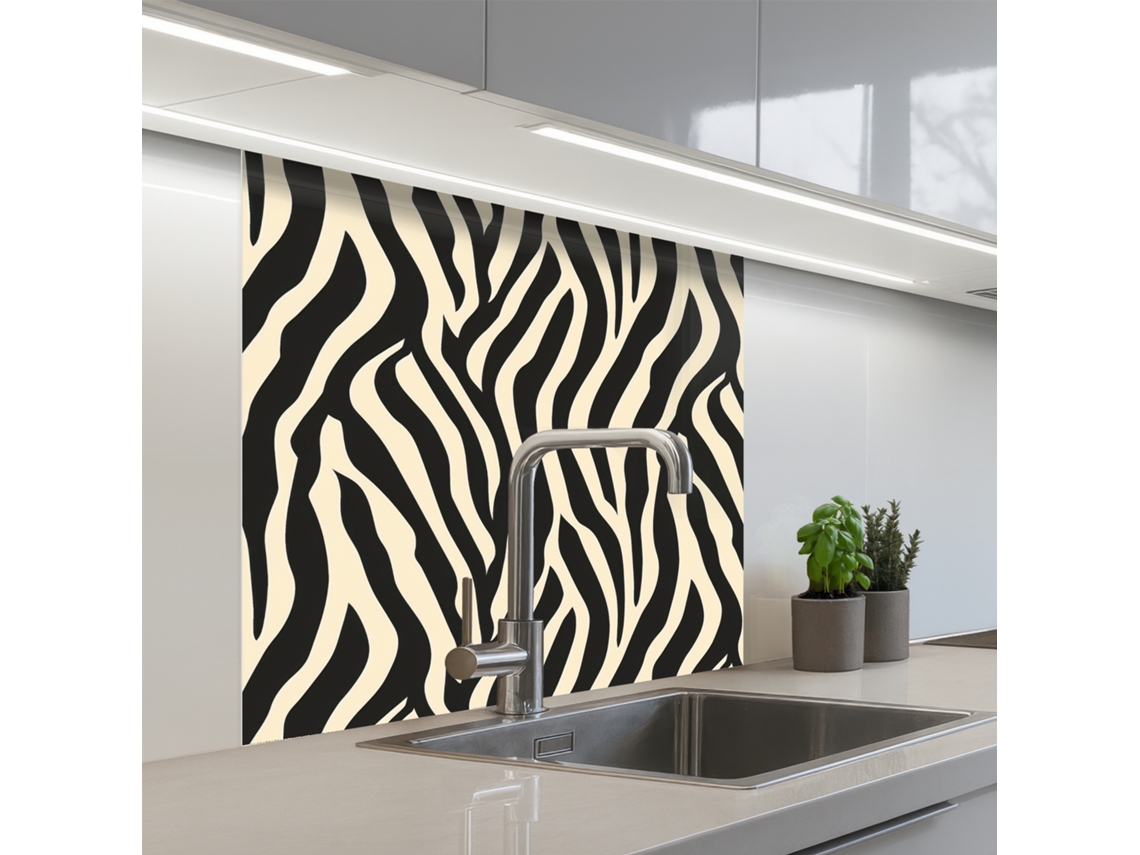 Salpicaderos De Cocina Cebra - Estampado - Clásico - Negro 80x80 Cm
