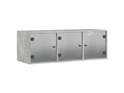 Maison Exclusive - Mueble De Pared Puertas De Vidrio Gris Hormigón 102x37x35 Cm