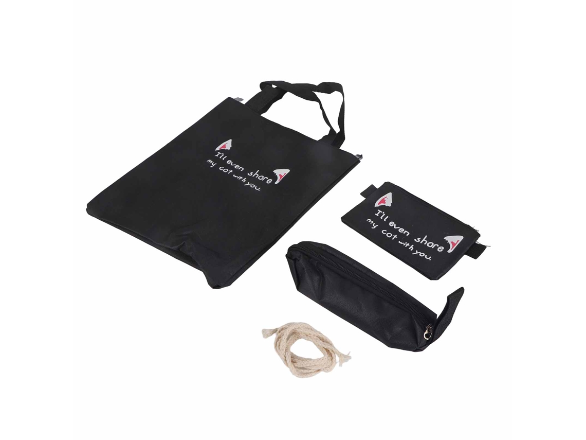 Juego De 4 Mochilas Escolares Con Estuche Para Lápices, Bolso Cruzado Para Estudiantes Femeninas, Color Negro.