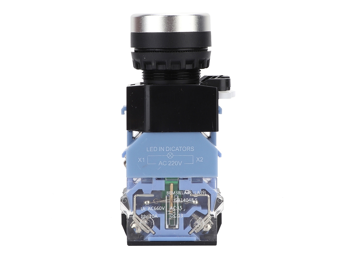 Bem38-11d Interruptor Pulsador De Luz Azul De 22 Mm Con Reinicio Automático, Control De Circuito, 10 Unidades