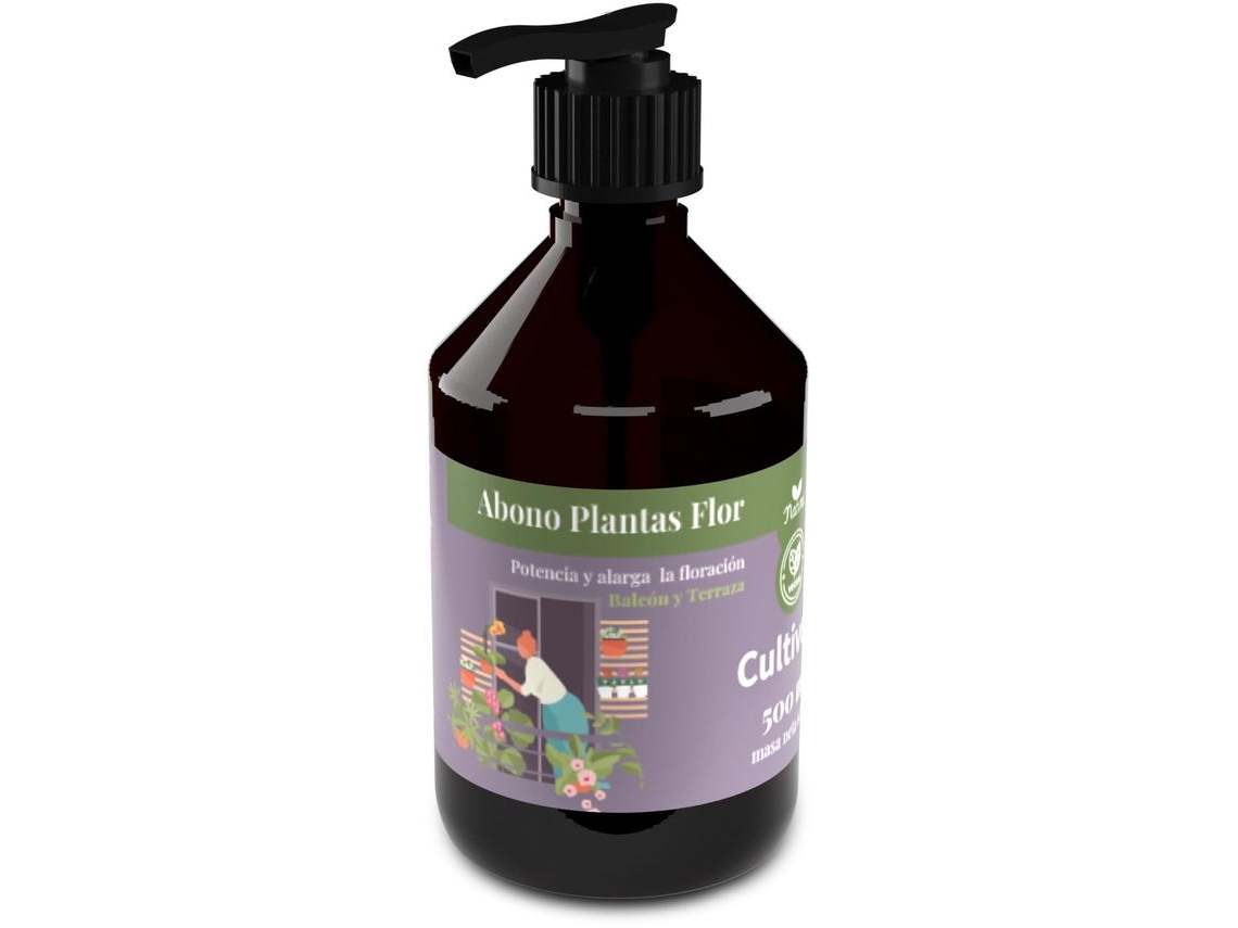 CULTIVERS Abono Orgánico Plantas de Terraza y Balcón 500 ml Fertilizante Plantas con Flor, Potencia y alarga la Floración. Intensifica los colores