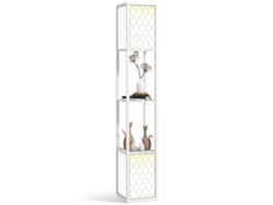 Candeeiro De Pé De Madeira Com Estantes Lâmpada E27 Máx. 40w Com Interruptor 26x26x156 Cm Branco