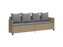 Chaise longue de mimbre beige con cojines EXCLUSIVA MAISON