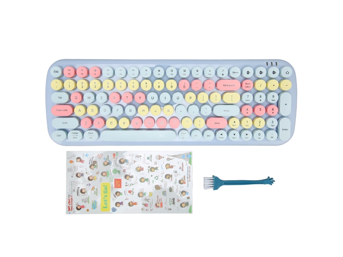 Baoj-2026novoteclado Teclado retro inalámbrico Bluetooth con 100 teclas