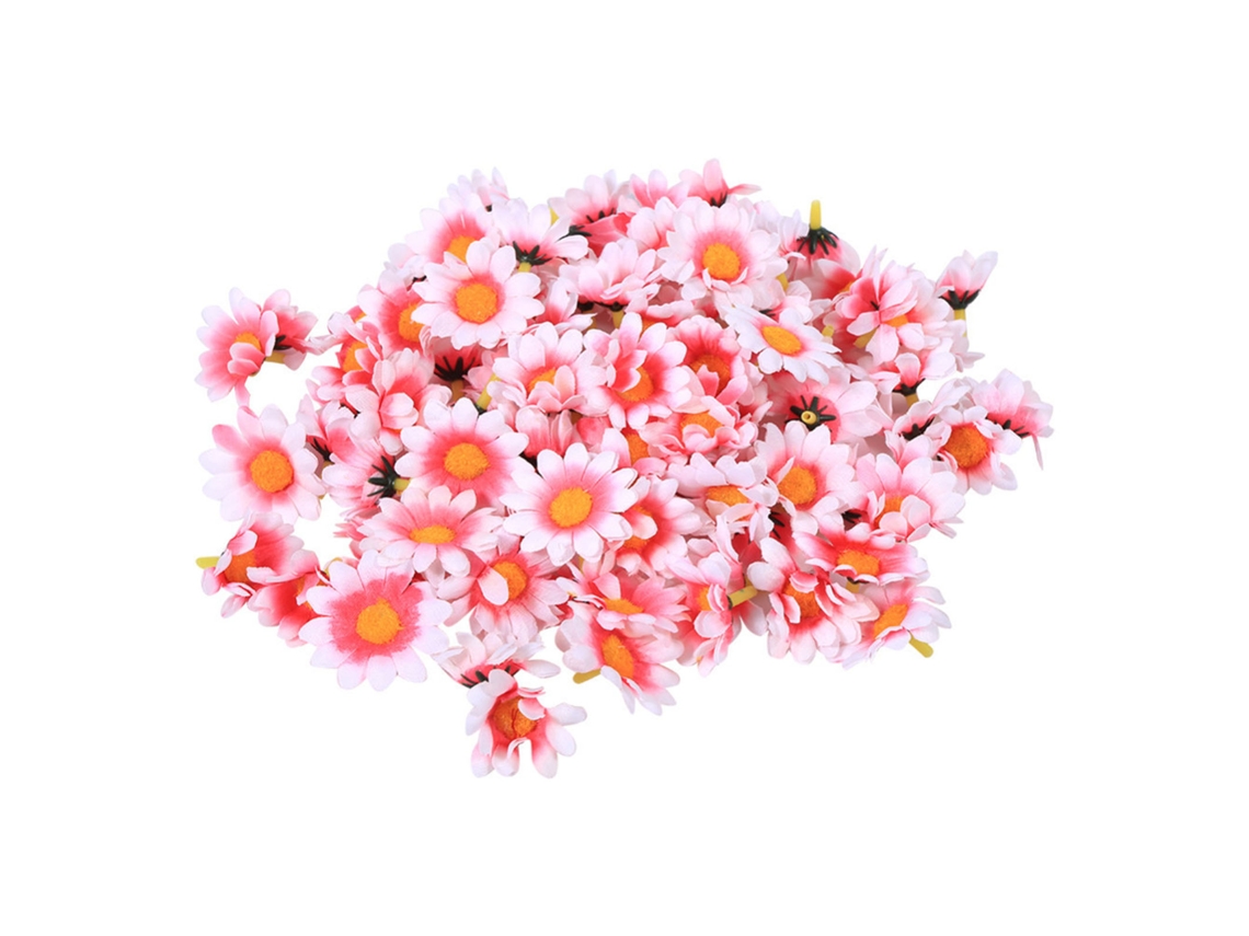 Rebe-100 Peças De Margaritas Artificiais Pequenas De Seda Para Escritórios Casamento Diy Rosa Branco Decoração