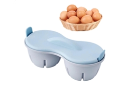 Cocedor de huevos para microondas con tapa, antiadherente, 2 cavidades para huevos pasados por agua o duros.
