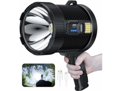 Foco Recarregável, Luminária Solar Exterior De Alta Potência (100.000 Lumens) Com Led E Cob, 6 Modos, À Prova De Água Ipx5 (preto)