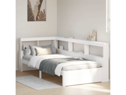 Cama Individual | Cama Con Estantería Sin Colchón Madera Maciza Blanco 90x200 Cm