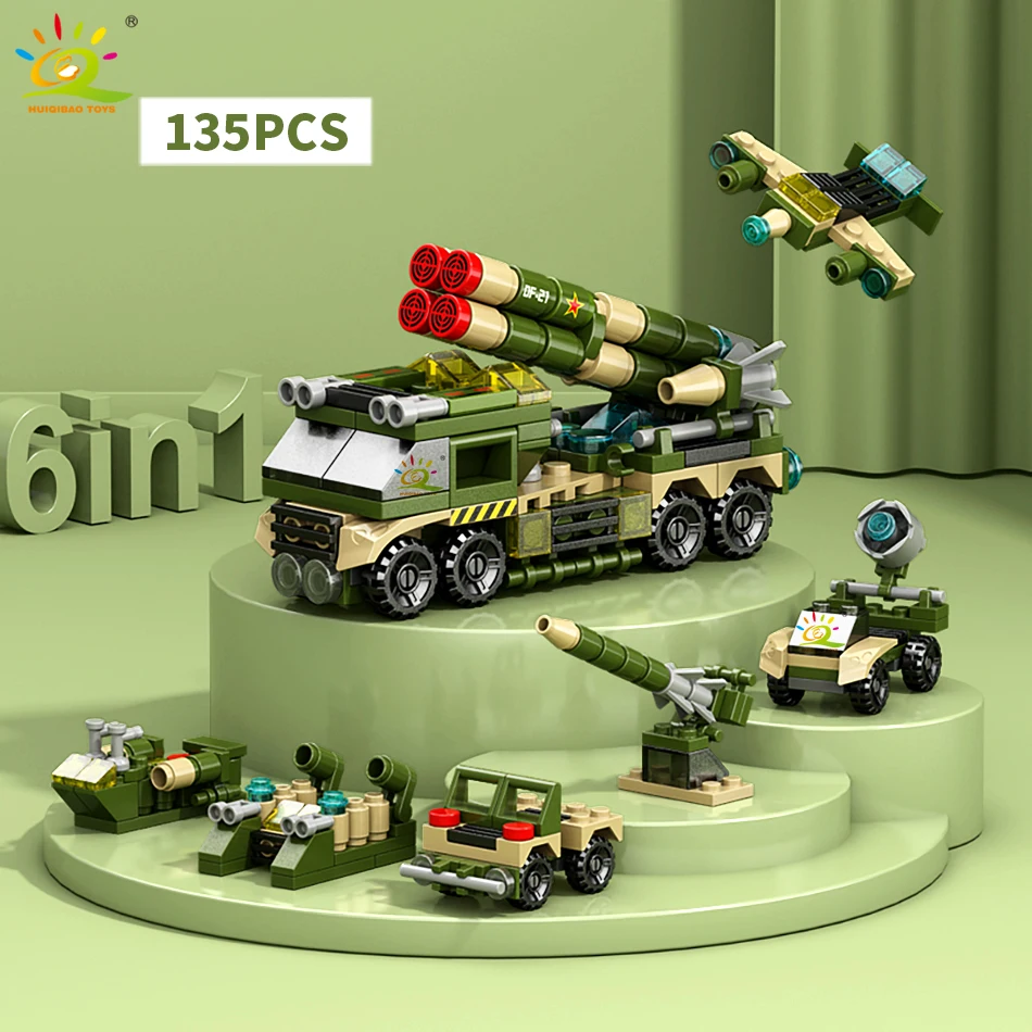 Set de bloques de construcción 6 en 1 para construir ciudades, ideal para niños.