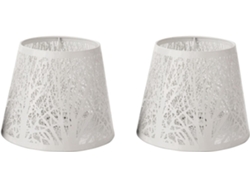 2 lámparas de mesa de metal con forma de barril y estampado para iluminación de mesa o pared, color blanco Gokoco