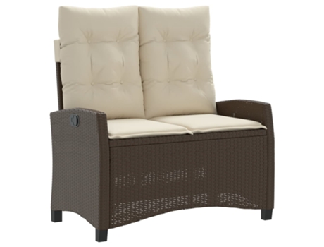 Sillón reclinable de jardín VIDAXL con cojines ratán sintético marrón
