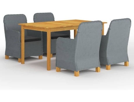 Conjunto 5 de comedor para jardín de VIDAXL gris claro