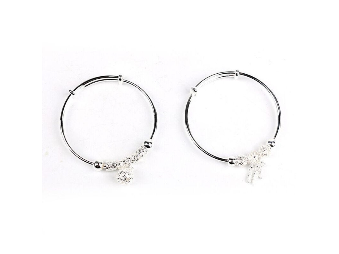 Pulsera De Placa De Plata 925 Con Cascabel Y Flecos Ajustable Para Mujer Regalo De Fiesta Boda Estilo 1