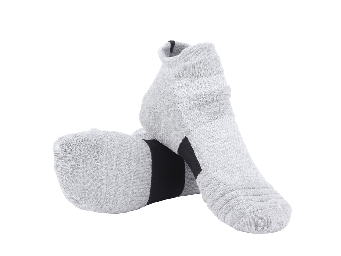 Meias De Basquete Esportivas De Algodão Penteado Respiráveis Com Absorção De Impacto E Aumento No Fundo Cinza Preto