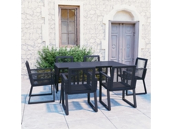 Juego de comedor de jardín de 2 piezas de mimbre de PVC negro Dkd Home Decor