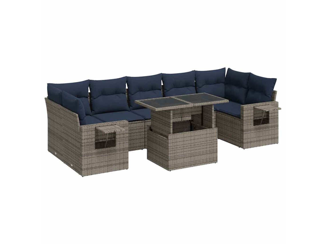Maison Exclusive - Set Sofás Jardín Y Cojines 8 Pzas Ratán Sintético Acacia Gris