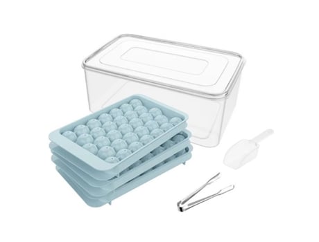 Mini Bola De Molde Para Cubitos De Hielo, Bandeja De Cubitos De Hielo Redonda (3 Bandejas De Cubitos De Hielo Azules Y Cubiteras Y Pinzas Para Hiel...