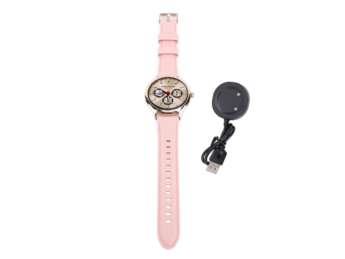 Reloj inteligente con pantalla AMOLED de 1,43 pulgadas, IP67, compatible con apps en metal y dorado.