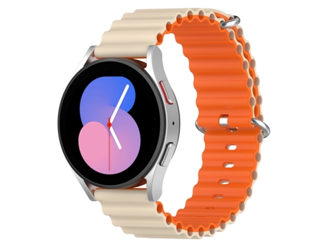 Correa de reloj inteligente bicolor de silicona estilo océano universal de 22 mm (naranja luz de estrella)