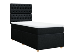 Maison Exclusive - Cama Box Spring Con Colchón Tela Negro 90x190 Cm