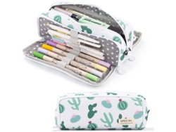 2026rebe-bolsa De Lápices De 3 Compartimentos, Capacidad Grande, Lienzo, Para Adolescentes, Estudiantes, Cactus